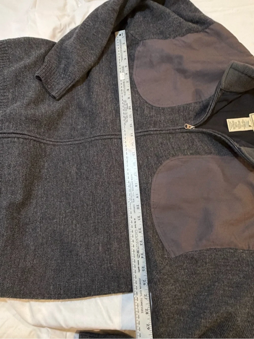 Beretta Men’s 2XL 100% Wool Full-Zip Sweater – Gray with Canvas Shoulder Panels